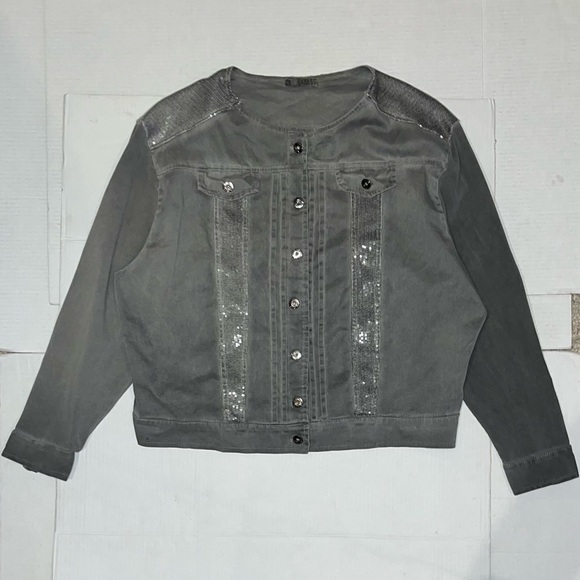 LA BASS Sequined Denim Jackets - Picture 2 of 15